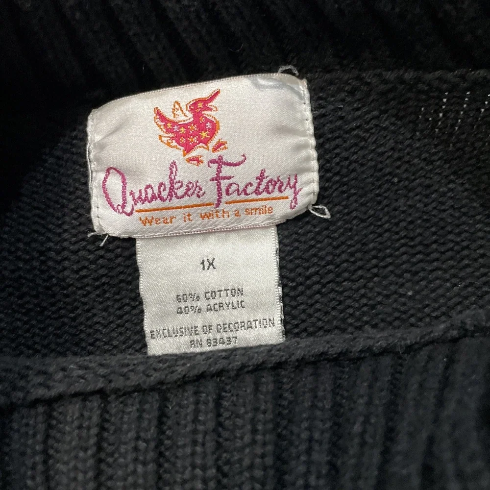 Quacker Factory Women's Christmas Sweater Happy Holidays Black Size‎ 1X